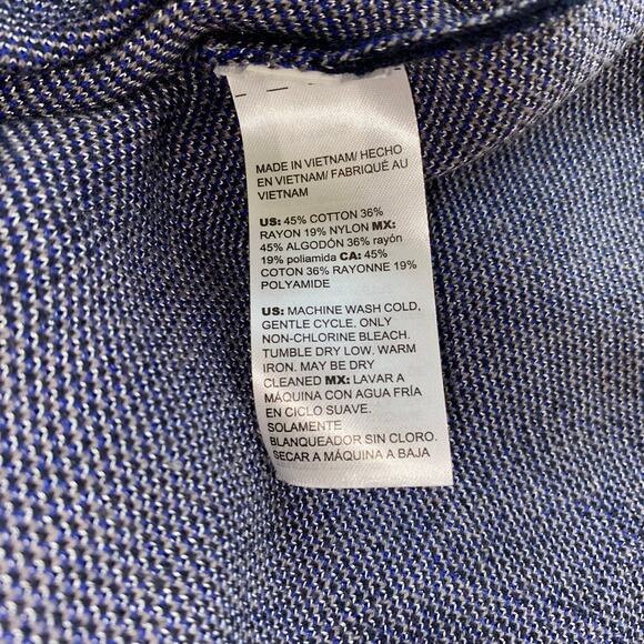 Chico’s Navy Blue Floral Sweater Tunic SZ L Zip Back Long Sleeve Cotton Blend - Picture 10 of 10